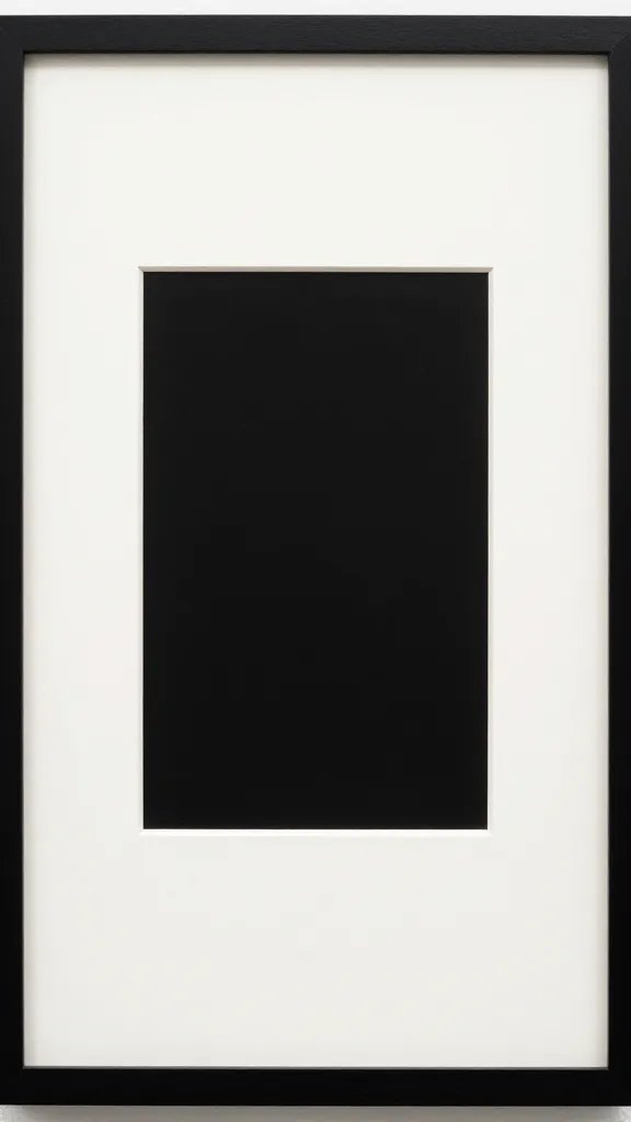 Closeup of a single black-framed 8x10 on a wall with white matting