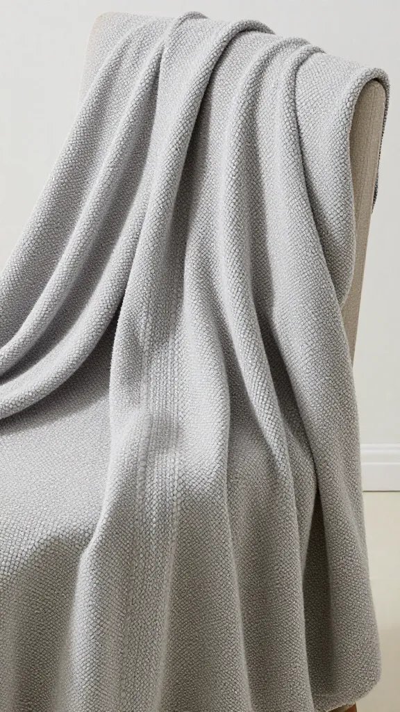 closeup of a textured throw blanket draped over a chair