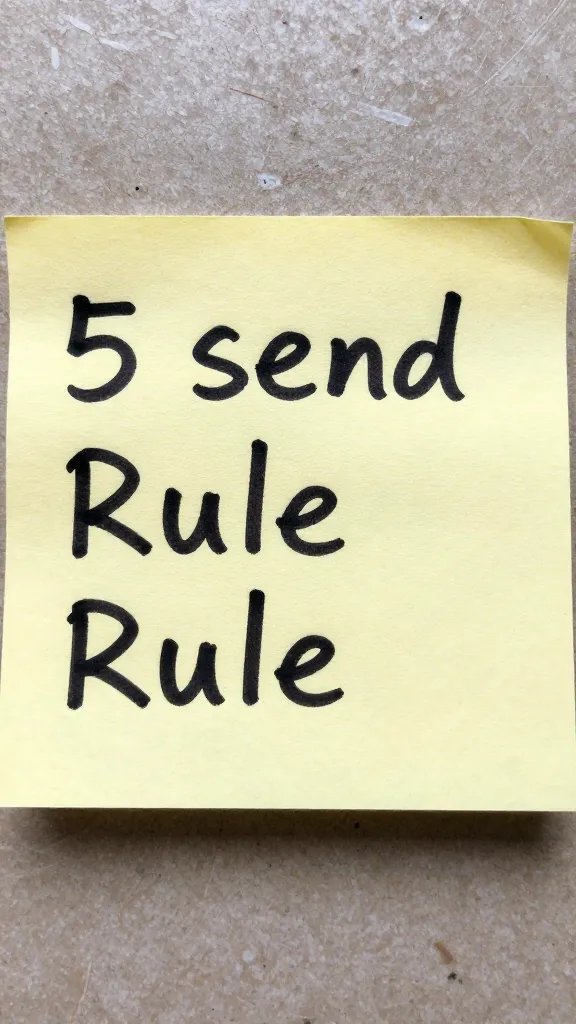 Macro shot of a 5-second rule reminder post-it on a clutter-free surface