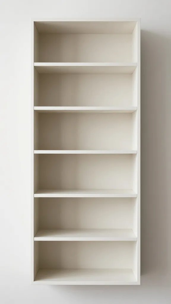 closeup of a single vertical game shelf maximizing wall space