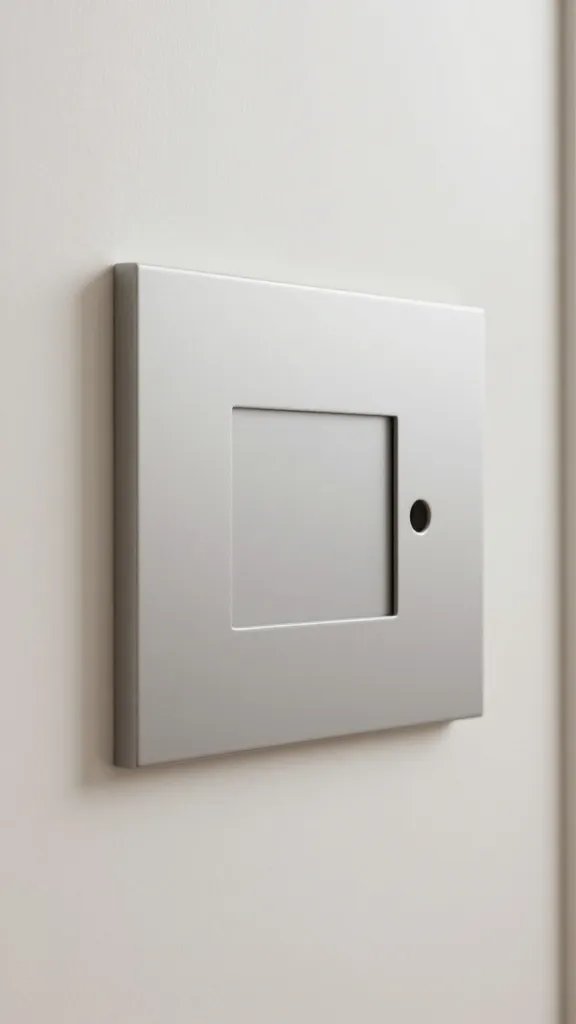Closeup of new flush-mount panel upgrade on closet door