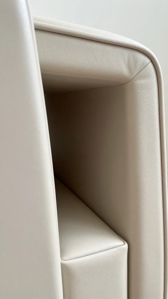Closeup of chair with built-in hidden storage nook