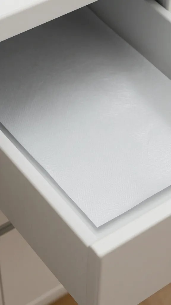 Closeup of waterproof liner texture on a custom-fit drawer