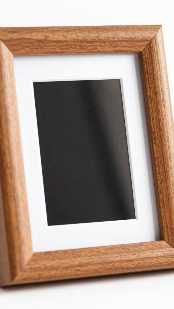 closeup of a single warm-toned wooden frame with a photo