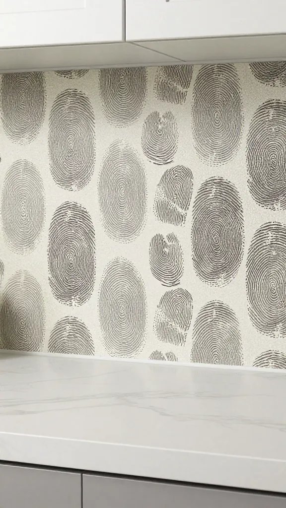 closeup fingerprint-resistant backsplash pattern on island