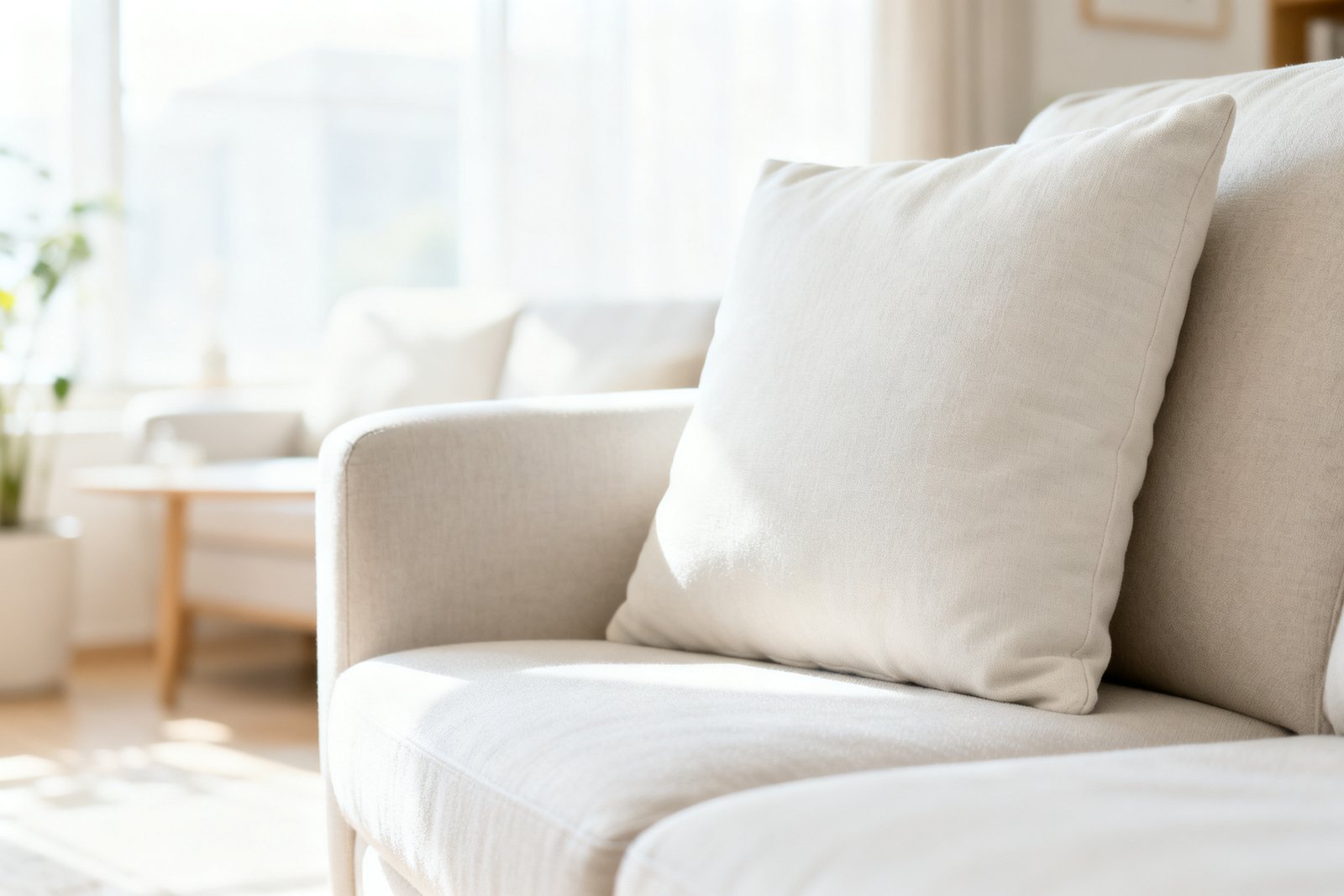 Freshly cleaned, stain-free sofa cushion