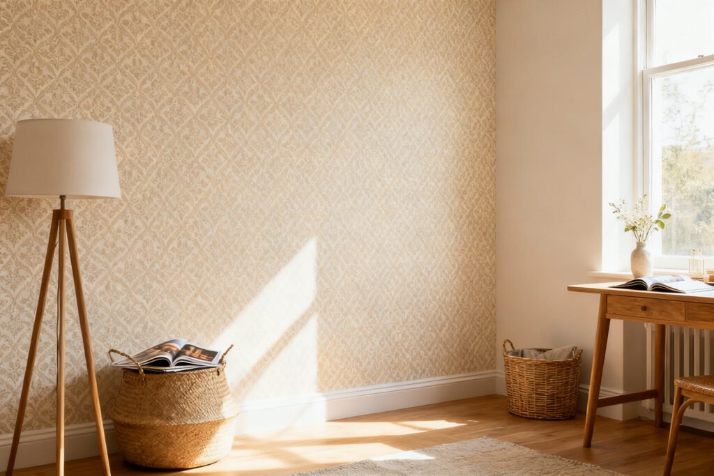 Removable wallpaper accent wall with a subtle pattern