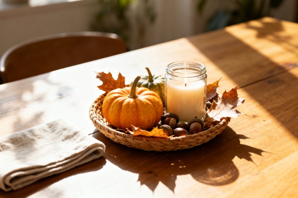 A fall table centerpiece