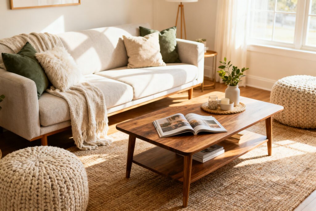 Sofa and coffee table layout