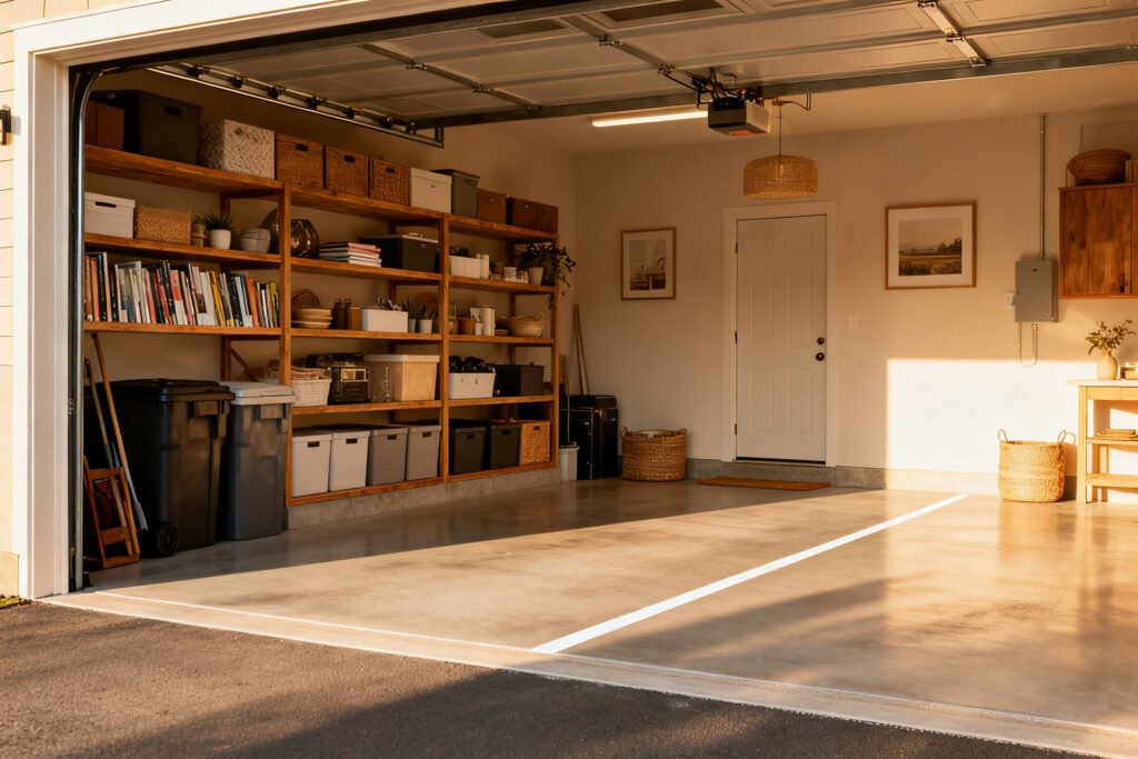 Clear parking lane in a tidy garage