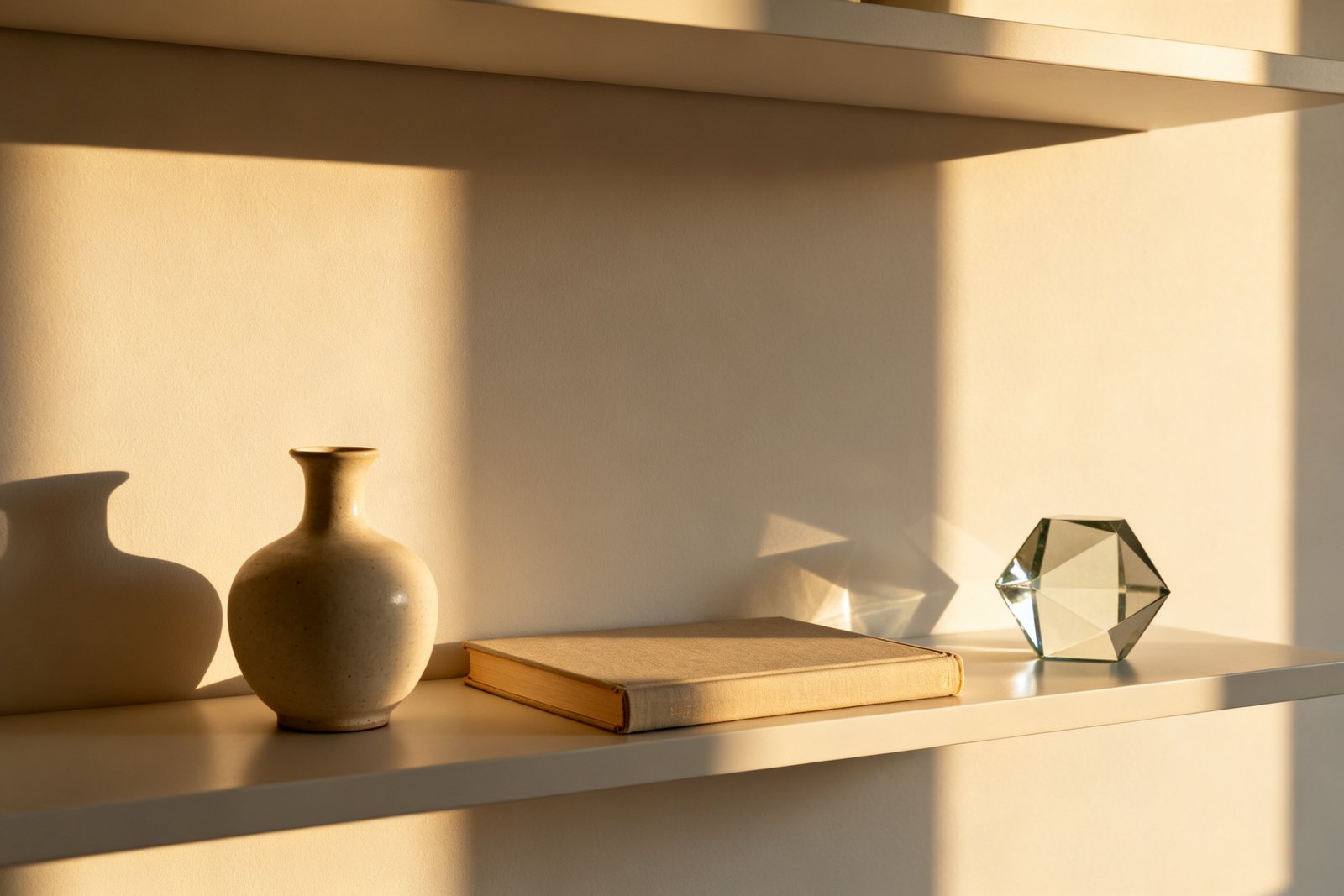 Curated minimalist shelf with breathing room