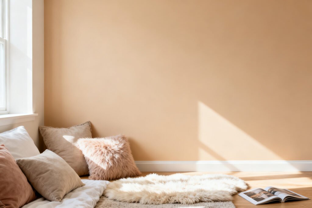 Bedroom accent wall in satin finish