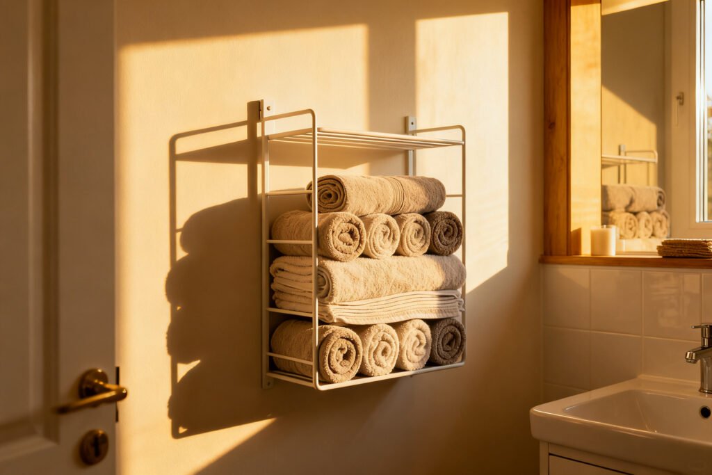 Wall-mounted towel storage