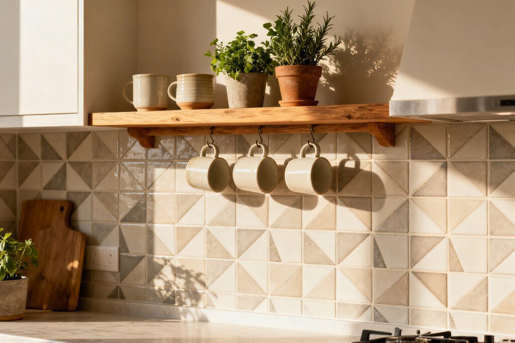 Styled kitchen with new backsplash