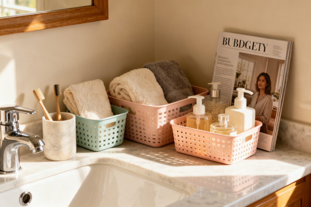 Neatly arranged under-sink caddies