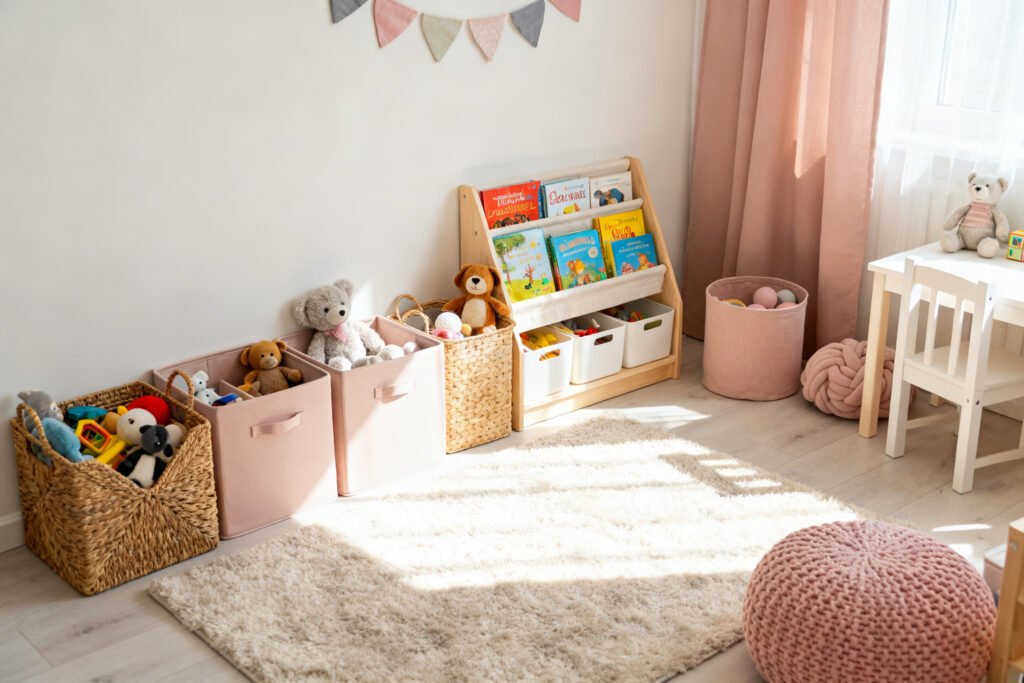A tidy small playroom corner