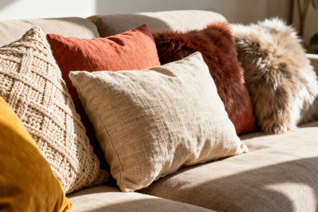 Textured throw pillows