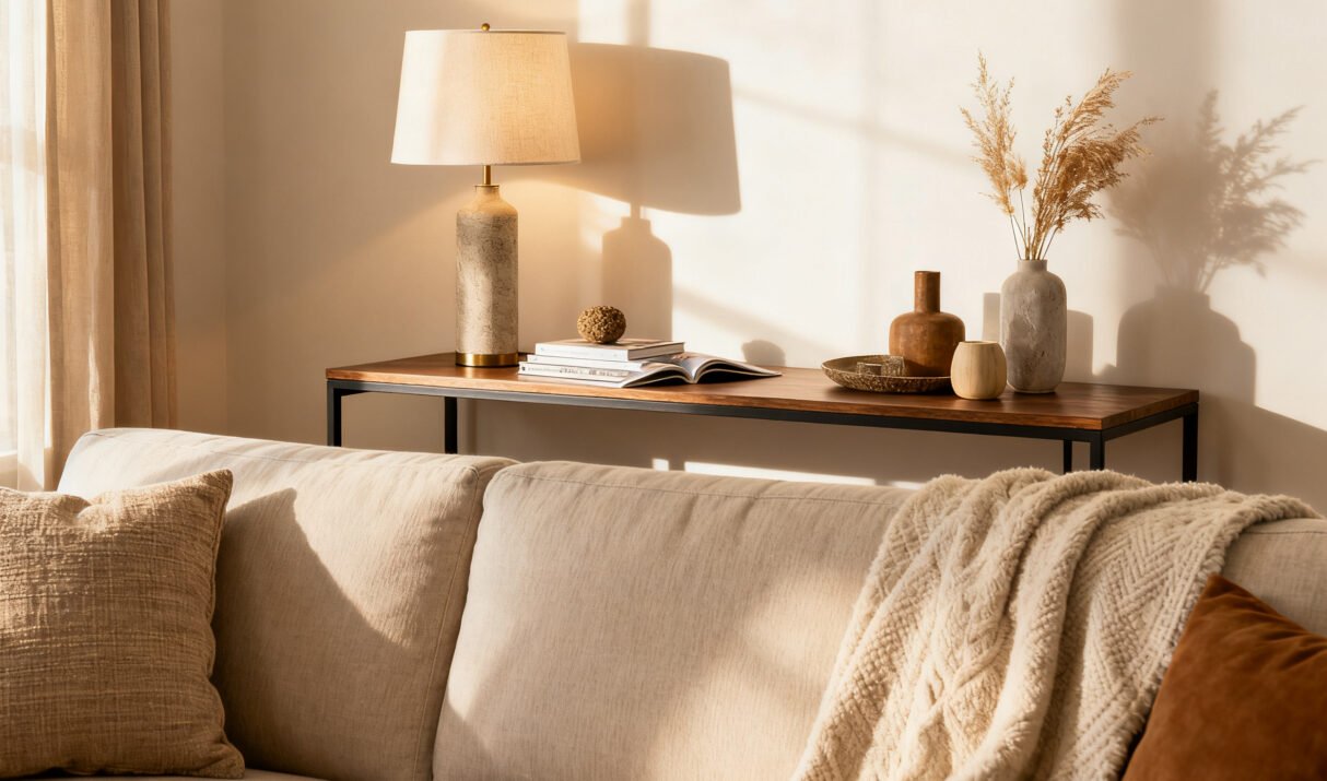 How to Style a Console Table Behind a Sofa