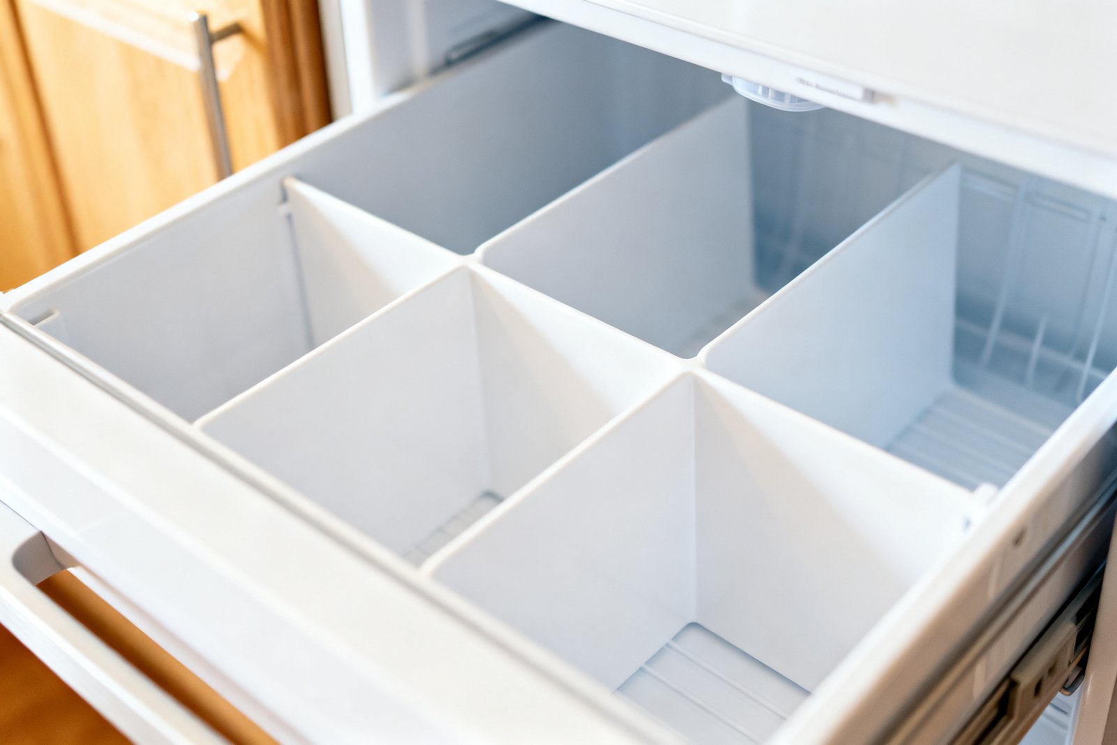 A tidy freezer drawer with simple dividers