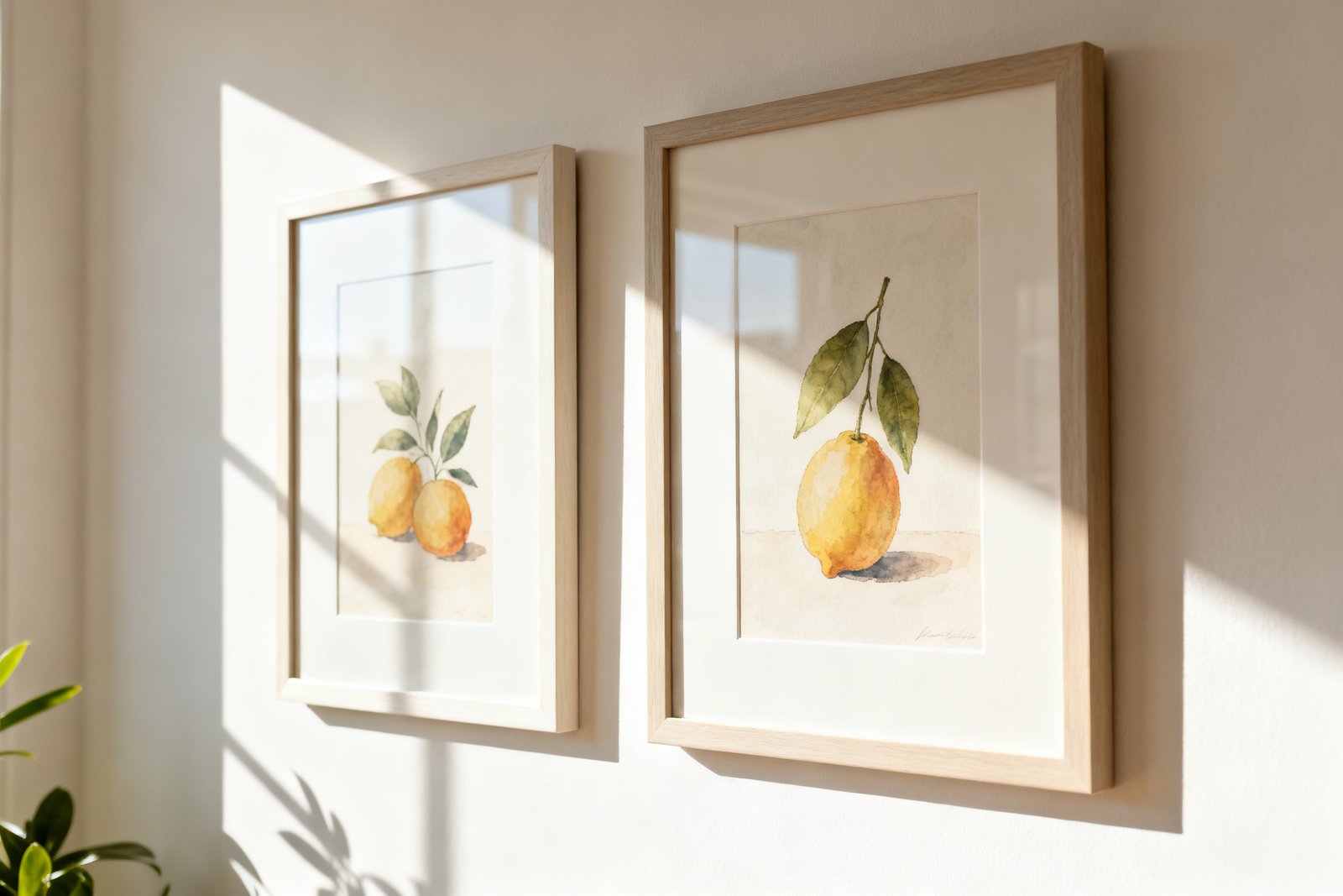 A balanced pair of framed prints on a wall
