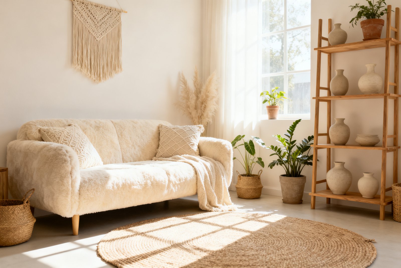 A cozy room where walls, textiles, and décor share one palette