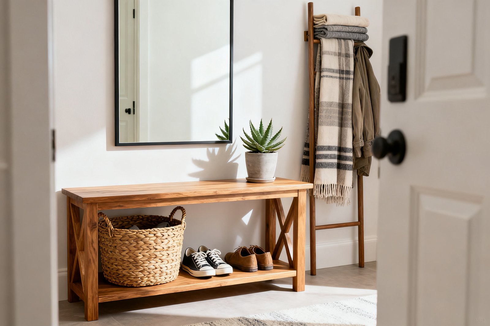 A tidy entryway ready to welcome guests