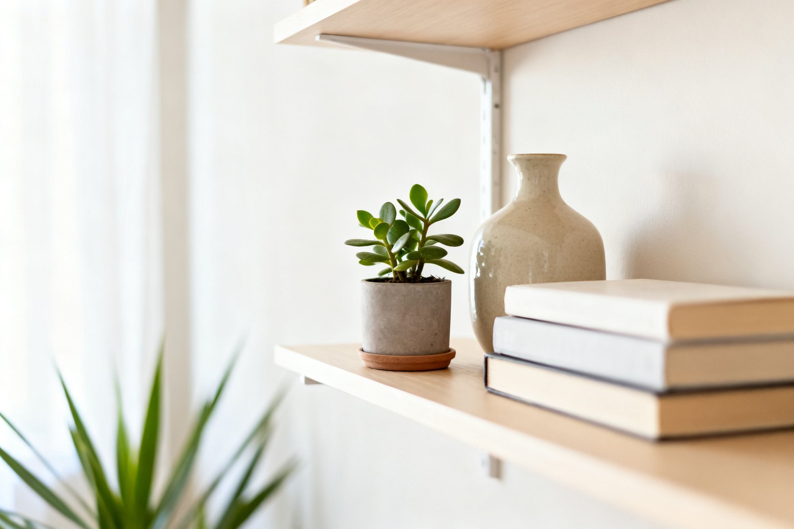 A tidy shelf with a few carefully chosen décor items